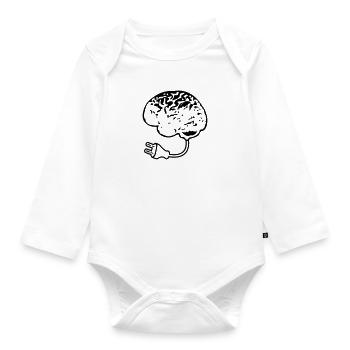 Brain Plug - Organic Longsleeve Baby Bodysuit - white - Front