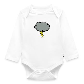 Sturmwolke Gewitterwolke Blitz Blitz - Baby Bio-Langarm-Body - Weiß - Vorne