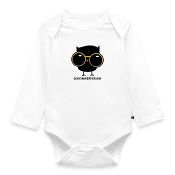 Eule mit Brille (b) - Baby Bio-Langarm-Body - Weiß - Vorne