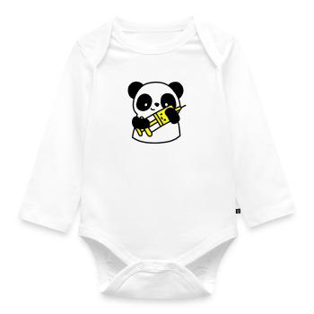 Panda Krankenschwester mit Spritze - Baby Bio-Langarm-Body - Weiß - Vorne