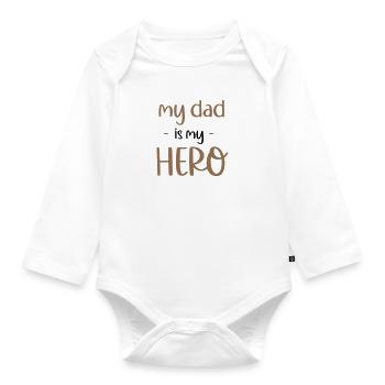 my dad is my hero - Baby Bio-Langarm-Body - Weiß - Vorne