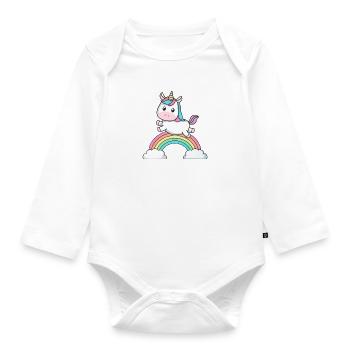 Cute unicorn with/on Regensburgen - Organic Longsleeve Baby Bodysuit - white - Front