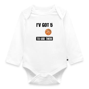 Basketball - Baby Bio-Langarm-Body - Weiß - Vorne