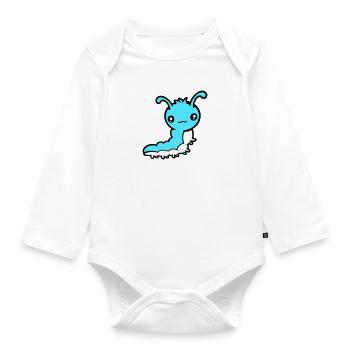 Chenille mignonne petite larve amicale ver heureux - Body Bébé bio manches longues - blanc - Devant