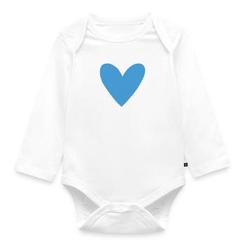 Herz blau - Baby Bio-Langarm-Body - Weiß - Vorne