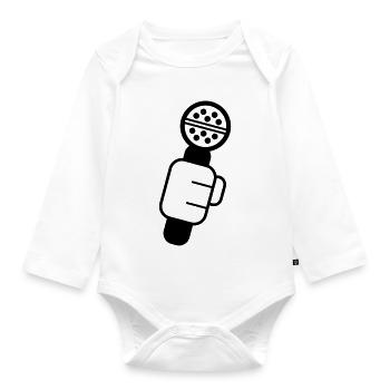 Microphone Check Microphone, Microphone, Mike, MC, Hi - Organic Longsleeve Baby Bodysuit - white - Front