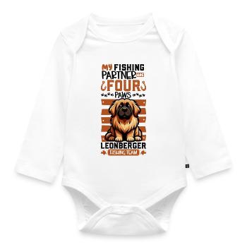 Angeln und Leonberger - Baby Bio-Langarm-Body - Weiß - Vorne
