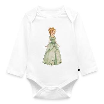 Elfenprinzessin im Smaragdgrünen Kleid - Baby Bio-Langarm-Body - Weiß - Vorne