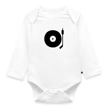 dj Turntable - Baby Bio-Langarm-Body - Weiß - Vorne