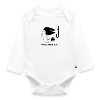 wow, free bait - Baby Bio-Langarm-Body - Weiß - Vorne
