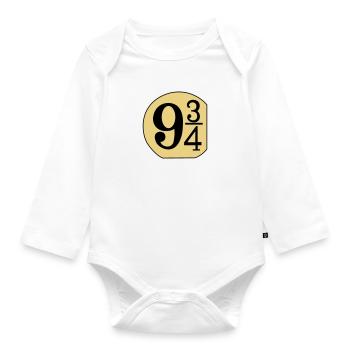 Schild 9 3/4 - Baby Bio-Langarm-Body - Weiß - Vorne