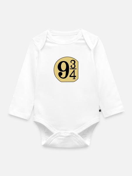 Shield 9 3/4 - Organic Longsleeve Baby Bodysuit - white