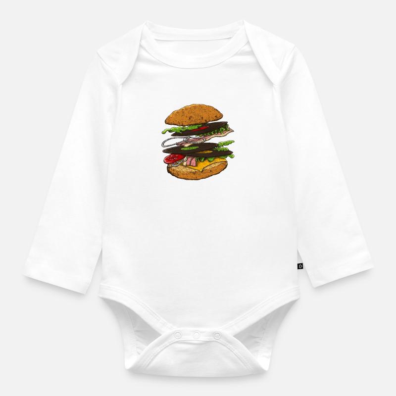 Hamburger - Body Bébé bio manches longues - blanc