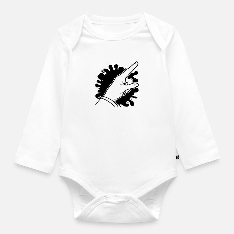 Finger avec Fleck - Body Bébé bio manches longues - blanc