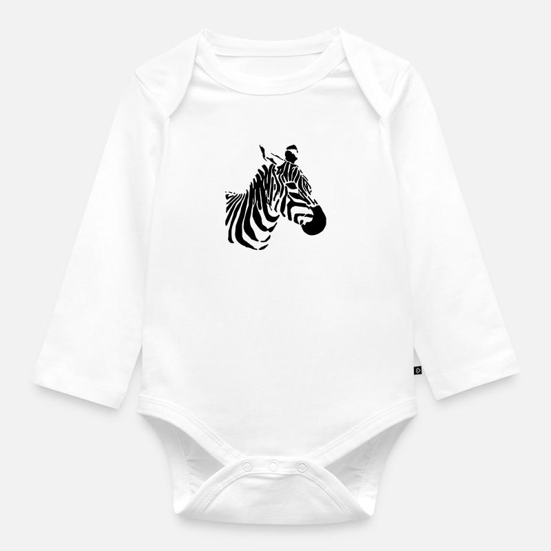 zebra - Organic Longsleeve Baby Bodysuit - white