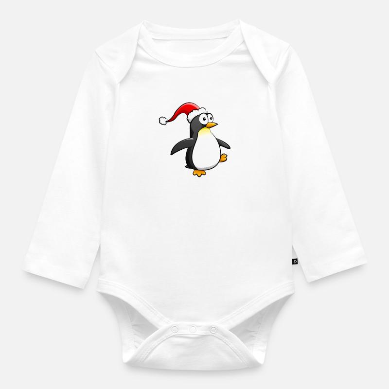 Pinguin - Body Bébé bio manches longues - blanc