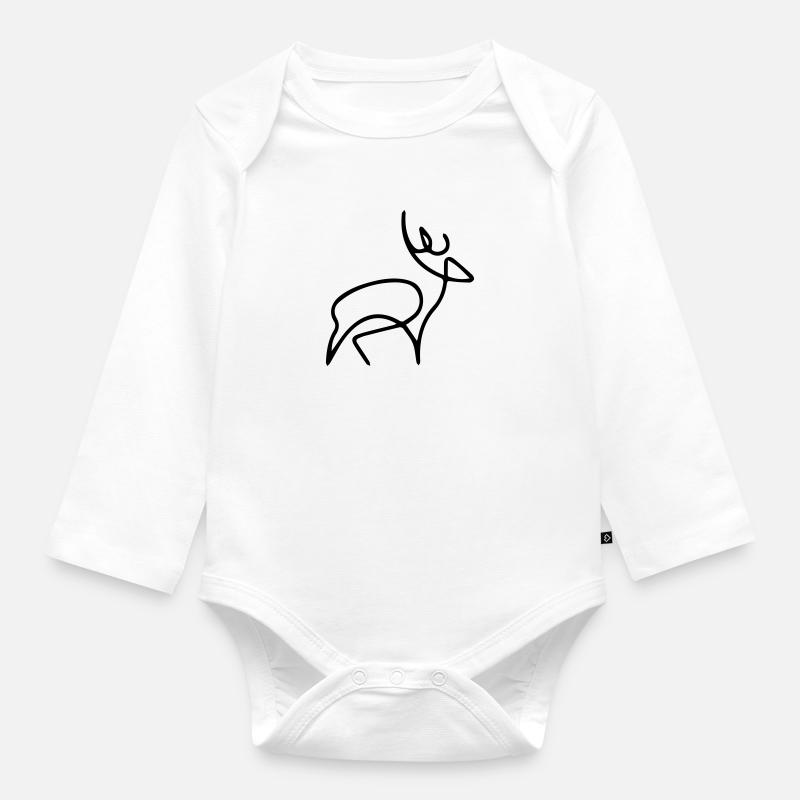 cerfs oneline - Body Bébé bio manches longues - blanc
