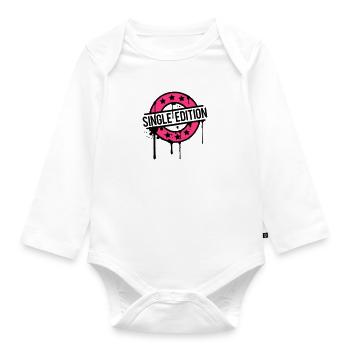 Single Edition stamp graffiti pink award - Organic Longsleeve Baby Bodysuit - white - Front