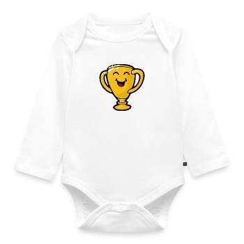 Smiley Goldtrophy Giggling - Organic Longsleeve Baby Bodysuit - white - Front