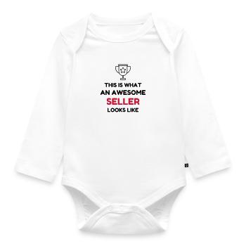 Seller Shop Store Verkäufer Vendeur Vendeuse - Organic Longsleeve Baby Bodysuit - white - Front