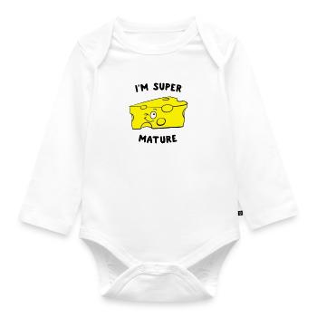 I'm Super Mature Cheese - Organic Longsleeve Baby Bodysuit - white - Front