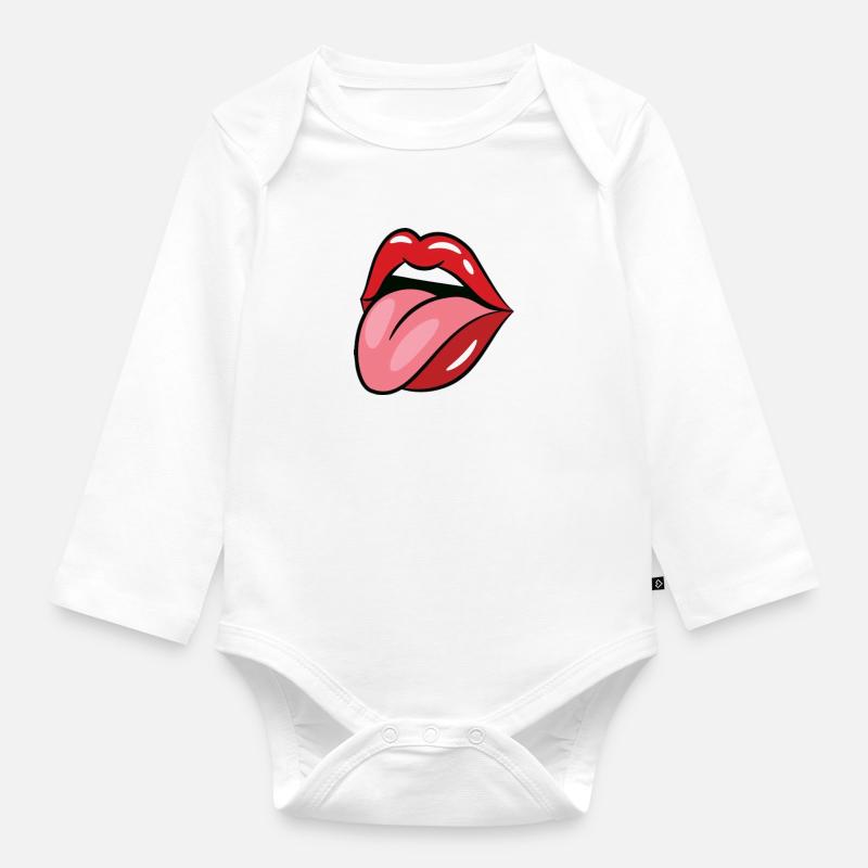 bouche - Body Bébé bio manches longues - blanc