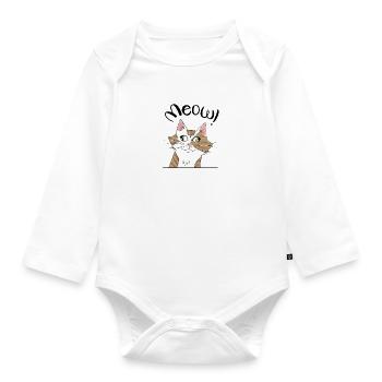 Katze - Baby Bio-Langarm-Body - Weiß - Vorne