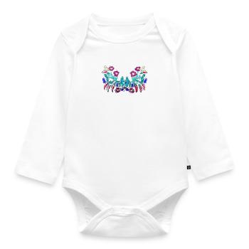 hungarian flowers,tendrils,floral,pink,flowers,sketch - Organic Longsleeve Baby Bodysuit - white - Front