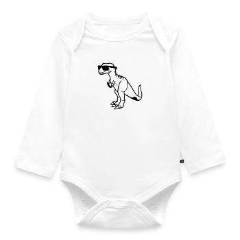 Dinosaurs with Sunglasses Vector - Organic Longsleeve Baby Bodysuit - white - Front