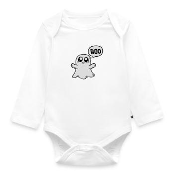 Little sweet boo ghost - Organic Longsleeve Baby Bodysuit - white - Front