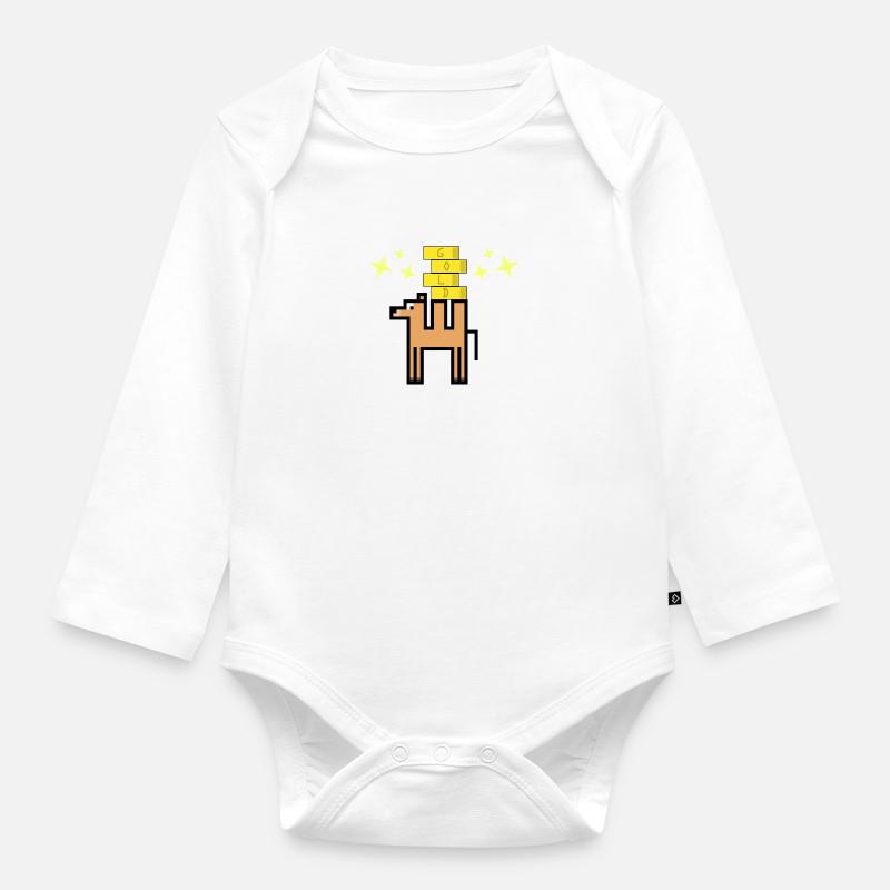 Goldenes Kamel - Baby Bio-Langarm-Body - Weiß
