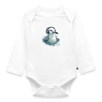 Mila the audiophile seagull - Organic Longsleeve Baby Bodysuit - white - Front