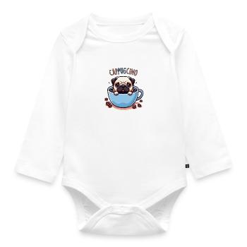 PUG CAPPUCCINO - Organic Longsleeve Baby Bodysuit - white - Front