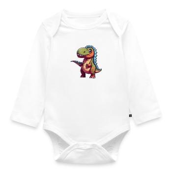 Confused T-Rex - Organic Longsleeve Baby Bodysuit - white - Front
