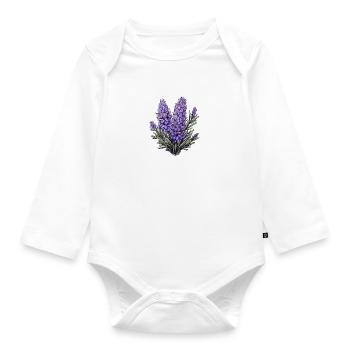 Lavender - Organic Longsleeve Baby Bodysuit - white - Front