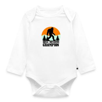big foot social distancing - Organic Longsleeve Baby Bodysuit - white - Front