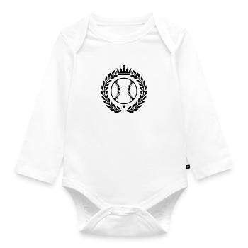 Baseball Crest - Organic Longsleeve Baby Bodysuit - white - Front
