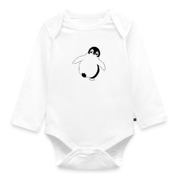 Pinguin - Baby - Grafik in schwarz-weiss - Baby Bio-Langarm-Body - Weiß - Vorne