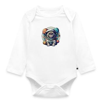 Petit chat mignon comme astronaute astronaute - Body Bébé bio manches longues - blanc - Devant