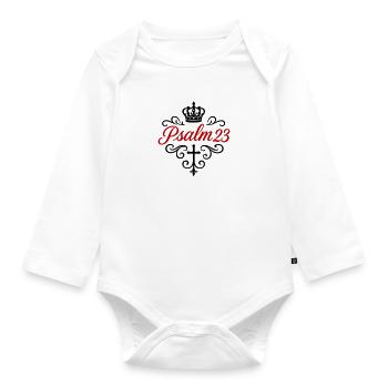 Pslam 23 Bibelvers - Baby Bio-Langarm-Body - Weiß - Vorne