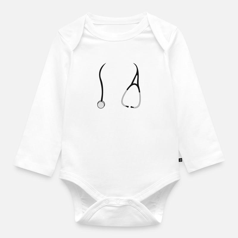 stéthoscopes - Body Bébé bio manches longues - blanc