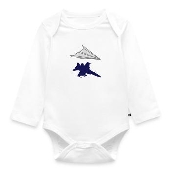 Papierflieger - Baby Bio-Langarm-Body - Weiß - Vorne