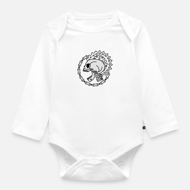 Skull Chain Punk-2c - Baby Bio-Langarm-Body - Weiß