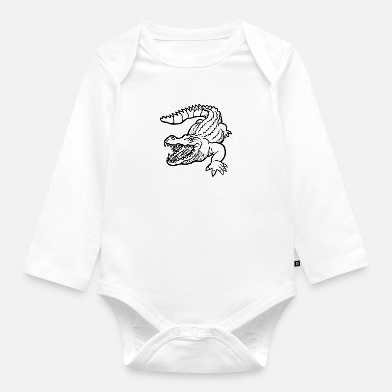 mal crocodile - Body Bébé bio manches longues - blanc