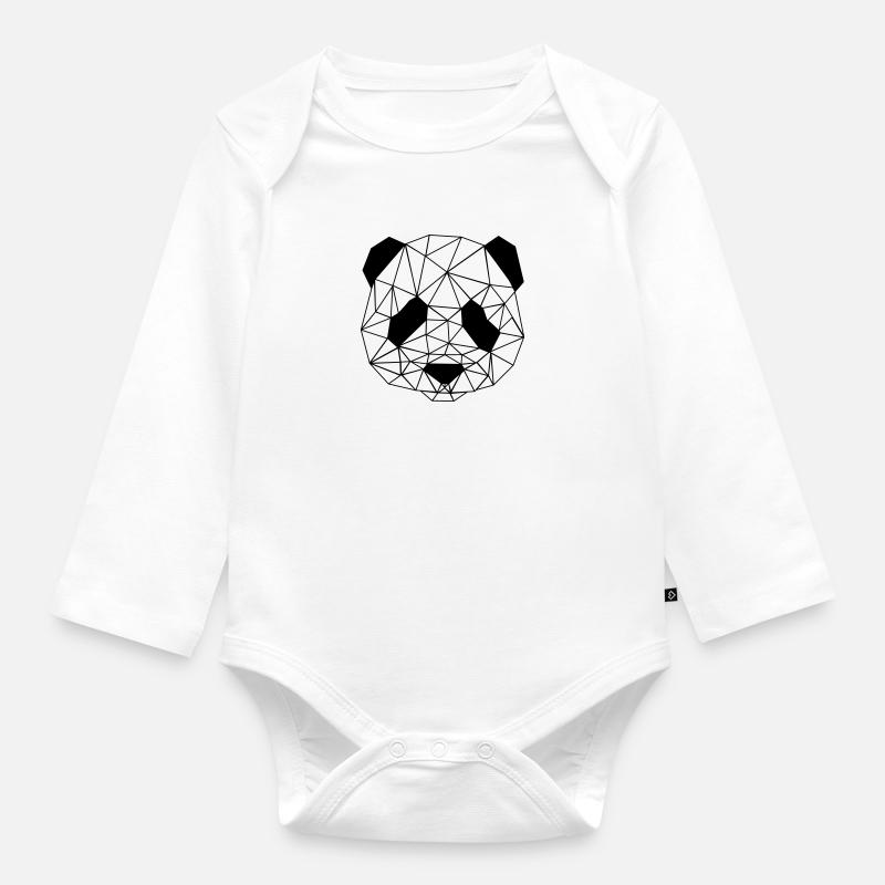 Panda - Baby Bio-Langarm-Body - Weiß
