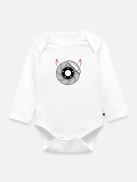 Bremsscheibe mit Hörner 2farbig - Baby Bio-Langarm-Body - Weiß