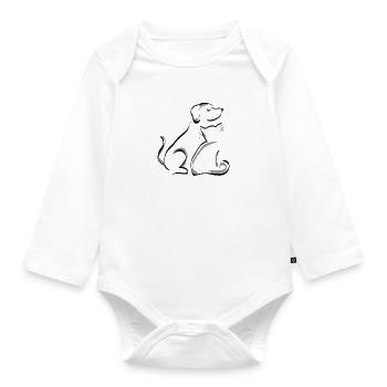 dog and cat - Organic Longsleeve Baby Bodysuit - white - Front
