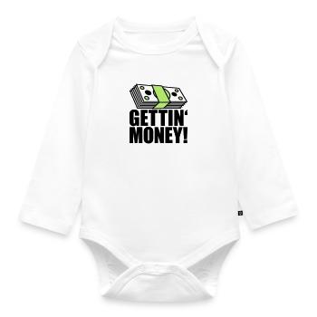 buendel banknotes dollar gettin money sign ge - Organic Longsleeve Baby Bodysuit - white - Front