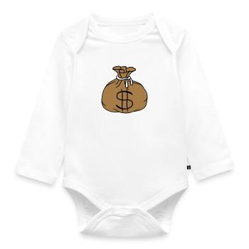 dollar symbol sign money rich purse wealth - Organic Longsleeve Baby Bodysuit - white - Front