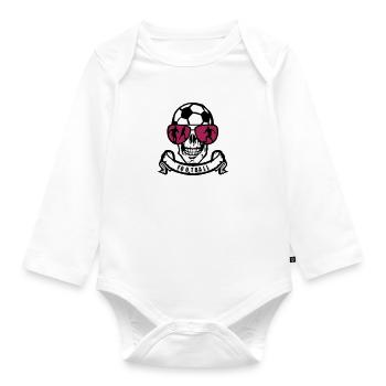 football head of death skull bezel banner ball - Organic Longsleeve Baby Bodysuit - white - Front